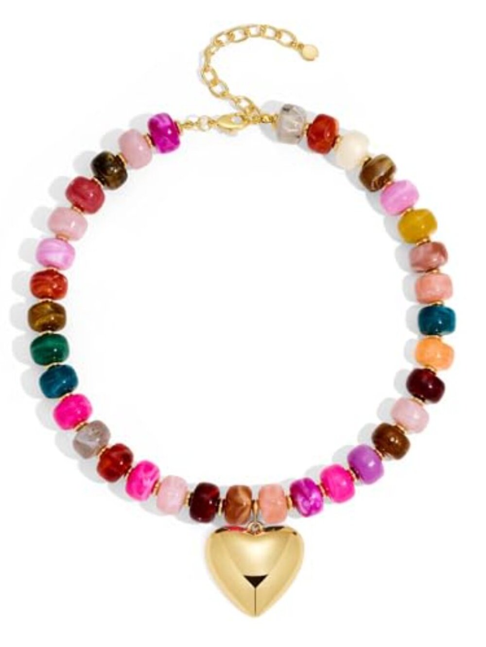 Chunky Beads Necklace for Women Trendy Gold Puffy Heart Choker Necklace